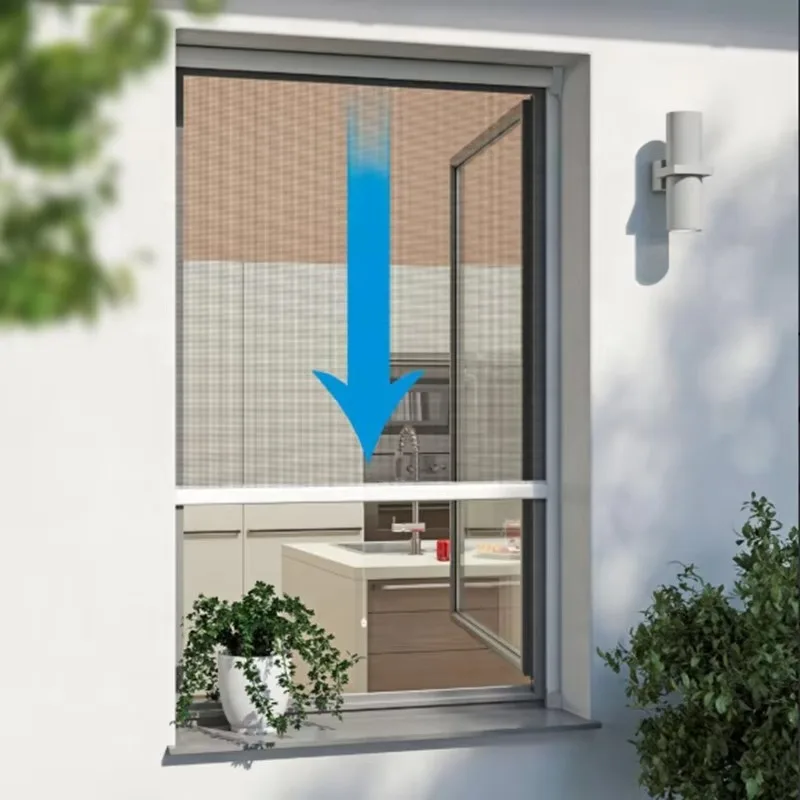 Customization Custom Rolling Mosquito Insect Fly Screen Window Aluminum Frames Invisible Fiberglass Mesh Sliding Retractable Scr