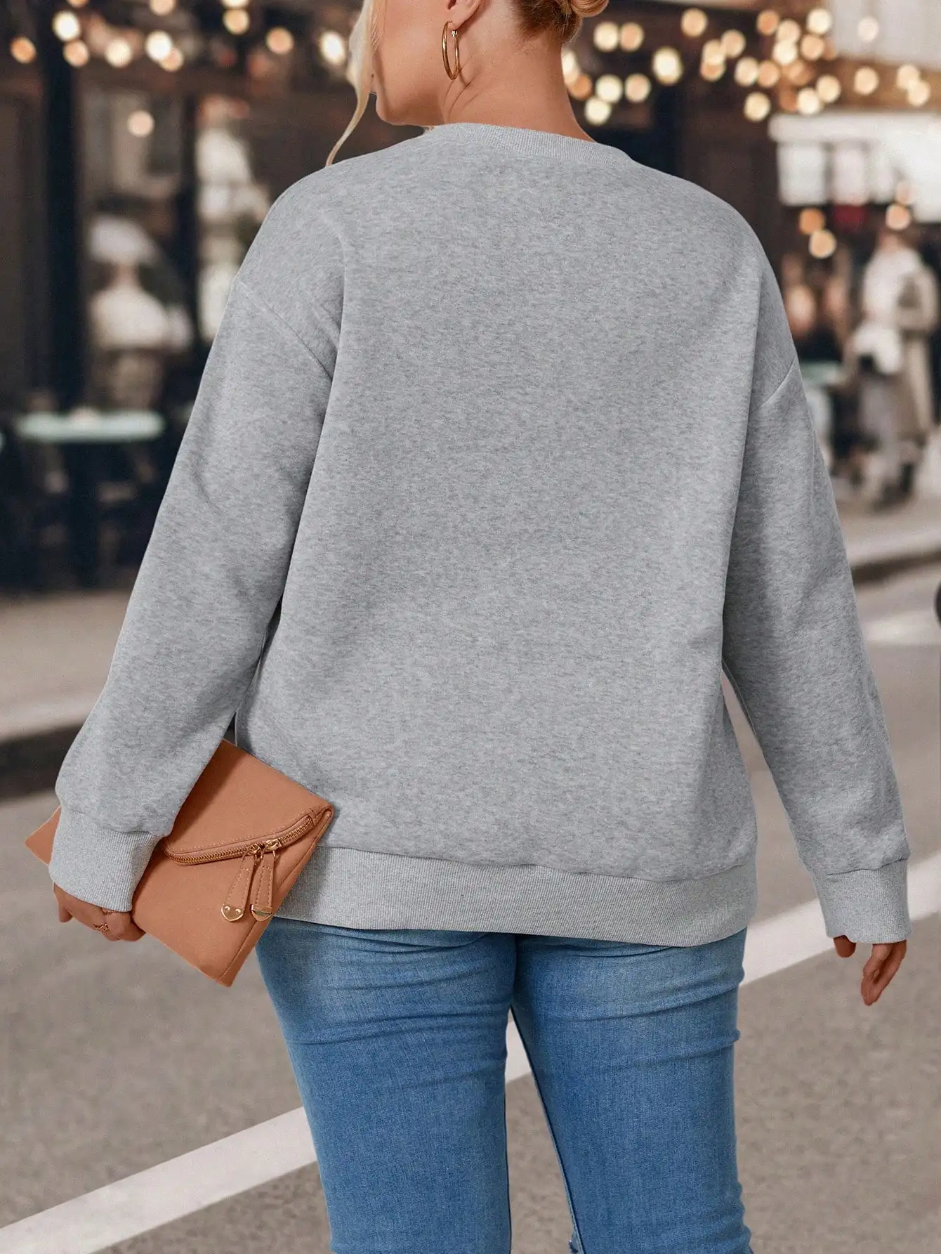 

Свитшот с графическим принтом и спущенными плечами для женщин, повседневный пуловер на осень-зиму