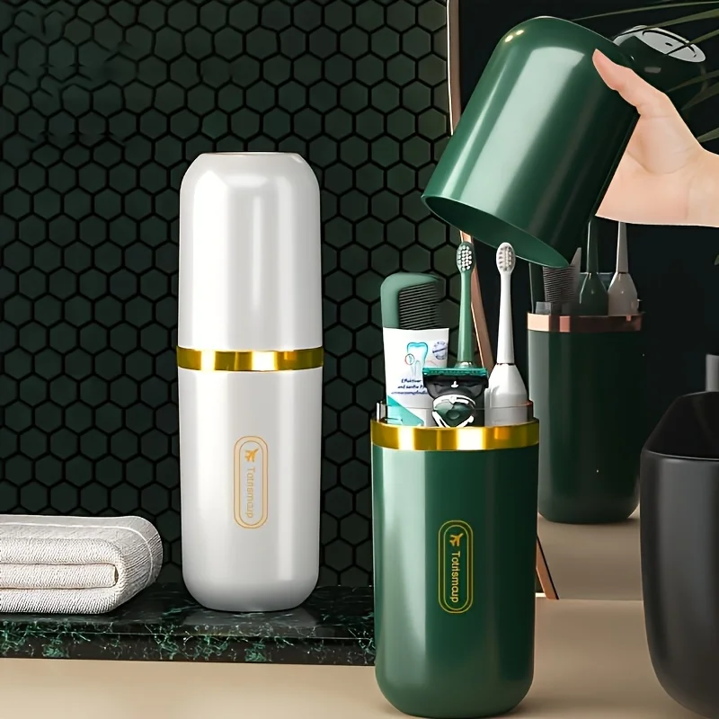 1pc Portable Travel Toothbrush Cup - Can store toothbrushes, toothpaste, mouthwash cup - Lightweight - Perfect for home and outdoor use - The perfect Christmas gift, a must-have for travel hygiene.not suitable for electric toothbrushes.