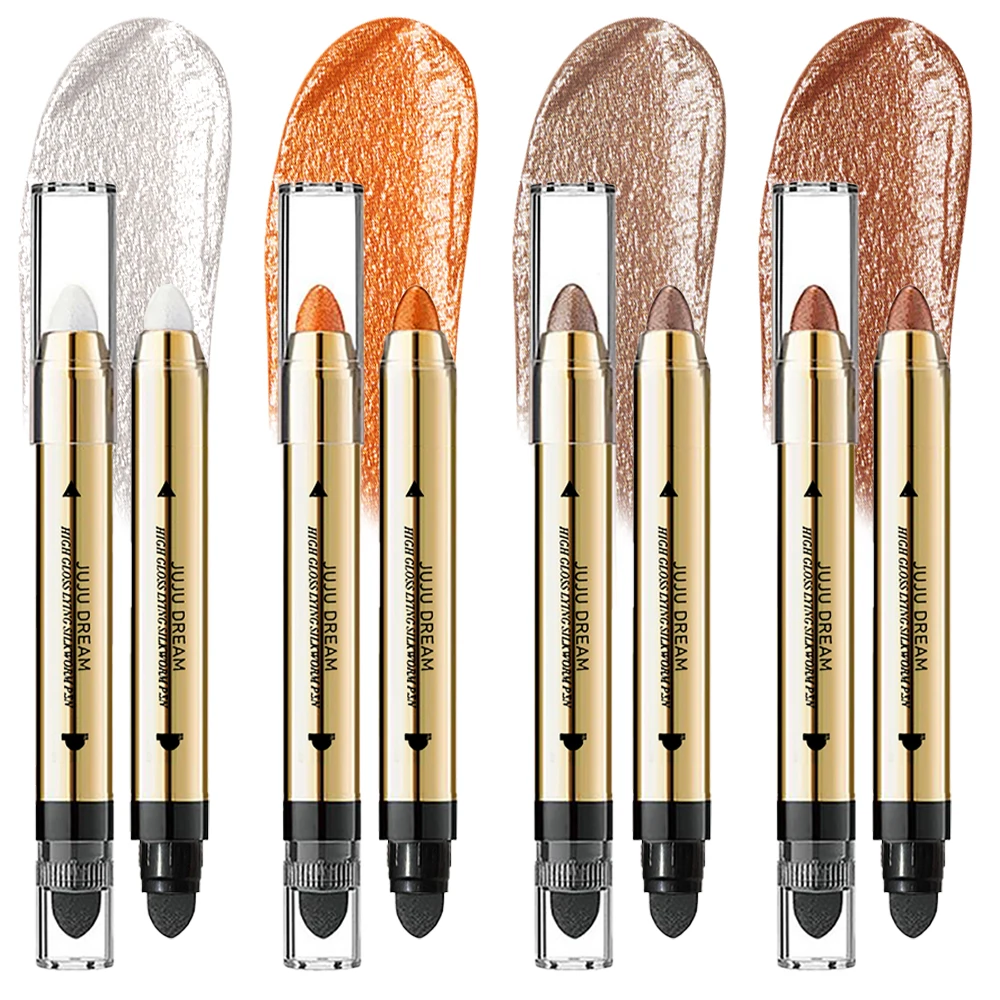 2 in 1 パールアイシャドウリップスティックペンシル 防水グリッターマットアイシャドウメイクアップ 高発色アイシャドウ（アイリッドアンダークリース用）