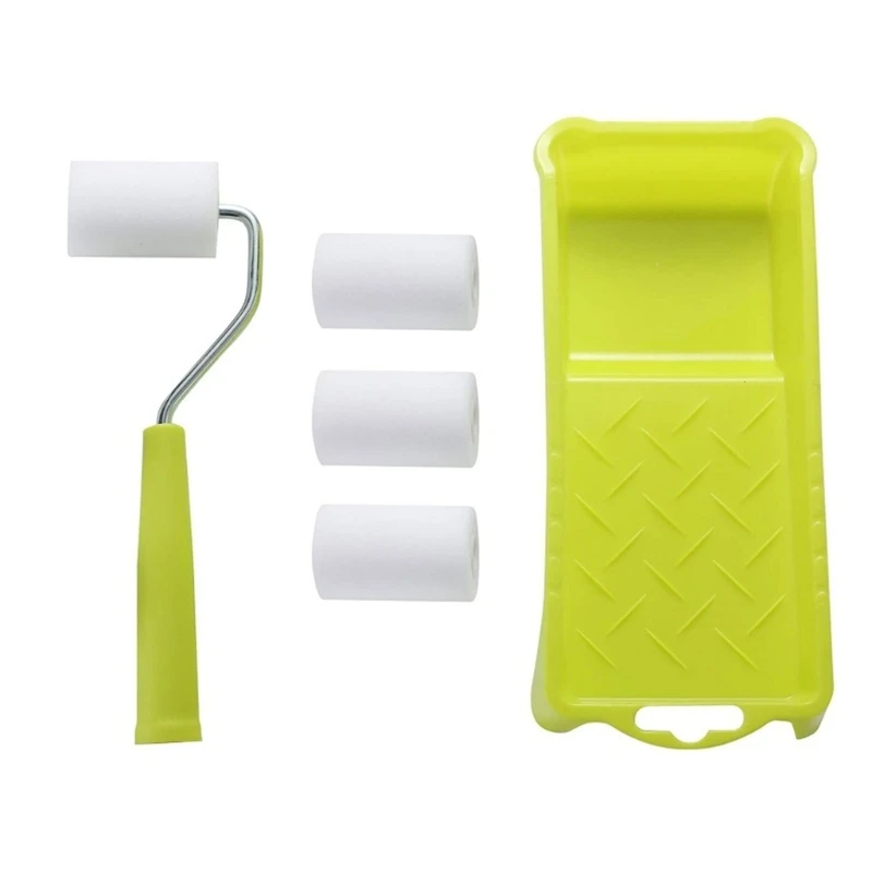 New Convenient Painting Supplies Small Paint Rollers with Tray Essential Painting Plastic Perfect for Cabinets Furniture