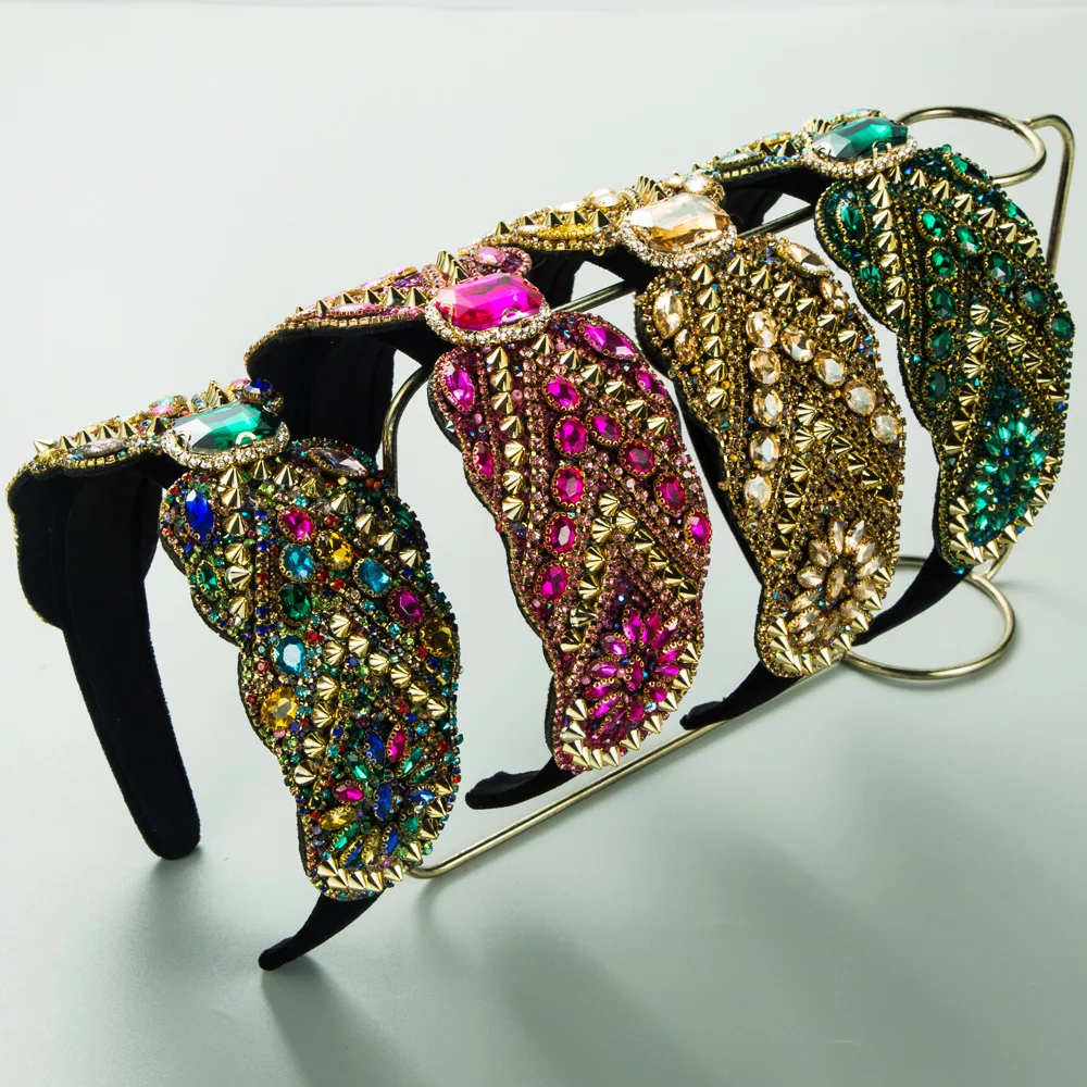 

Heming headband new fashion baroque headband retro full diamond wide edge banquet high quality hair accessories hairpin