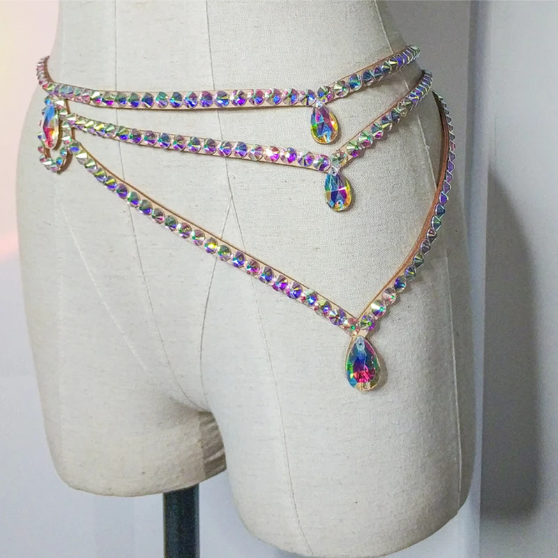 Catena in vita con strass di danza del ventre accessori per prestazioni di danza orientale accessori per catena con ombelico Adjusyable per le donne Gi