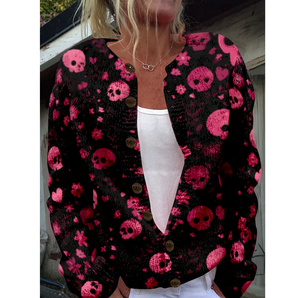 

Autumn Winter Knitted Cardigan Women Sweater halloween Vintage Sweaters Knit Top Fashion Casual Chic Jumpers Streetwear Gift