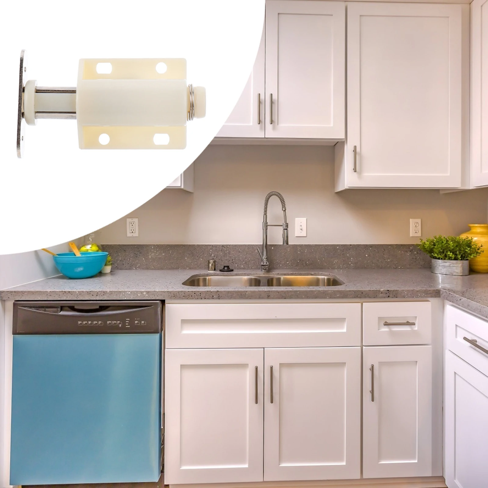

10 pcs Cabinet Door Rebounder Magnetic Buffer Automatic Door Closer Furniture Hardware Spring Iron Hook Plastic Sleeve Durable