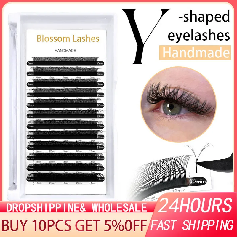 New YY Shape Hand Woven Premium Eyelashes Extensions Soft Natural Individual YY Lashes Two C/D Curl High Quality False Eyelash