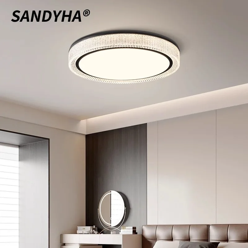 

SANDYHA Round Acrylic Ceiling Light Modern Minimalist Style LED Lamp for Living Room Decoration Bedroom Study Lighting Fixtures