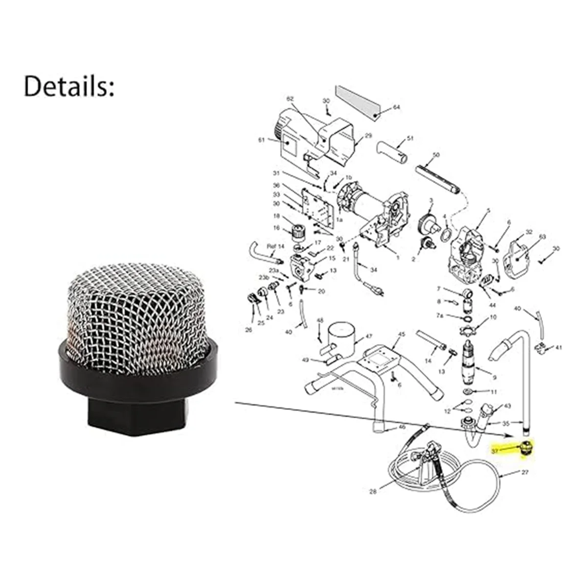 246385 and 246384 Replacement Filter Screen Kit for Graco395 495 Airless Paint SprayGun