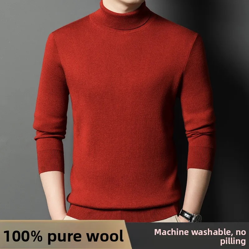 100% سترة الكشمير المعنقة الرجال الشتاء سميكة رداء علوي من الصوف عالية الياقة معطف شتاء الرجال #2