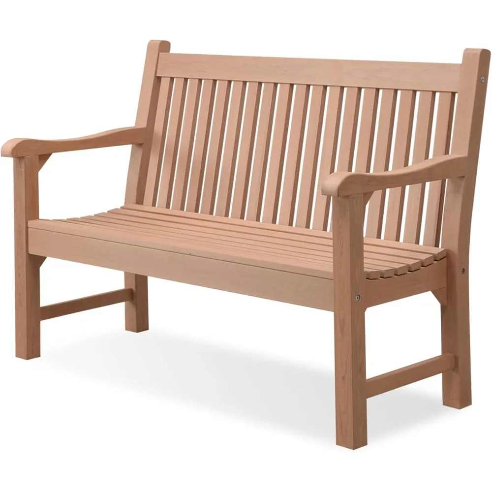 

Garden Bench, 2-Person Poly Lumber Patio Bench, All-Weather Outdoor Bench That Never Rot and Fade, Memorial Bench