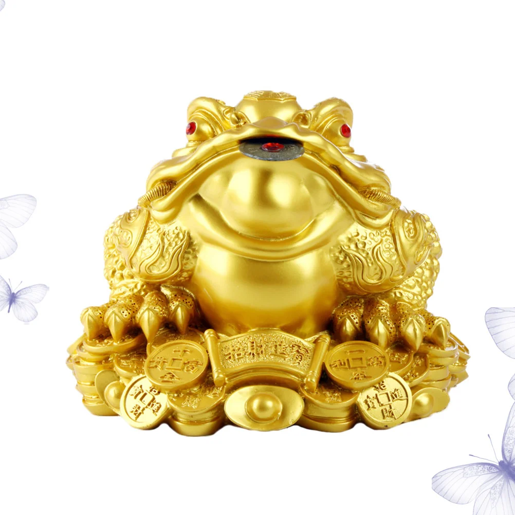 

No.6 Bronze Finish Chinese Toad Resin Home Decor for Living Room Bedroom Wealth Luck Symbol Bright Color Tabletop Art