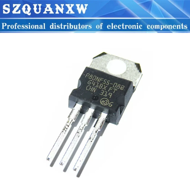 10PCS STP80NF55-08 P80NF55-08 80A 55V MOS FET straight-in new original