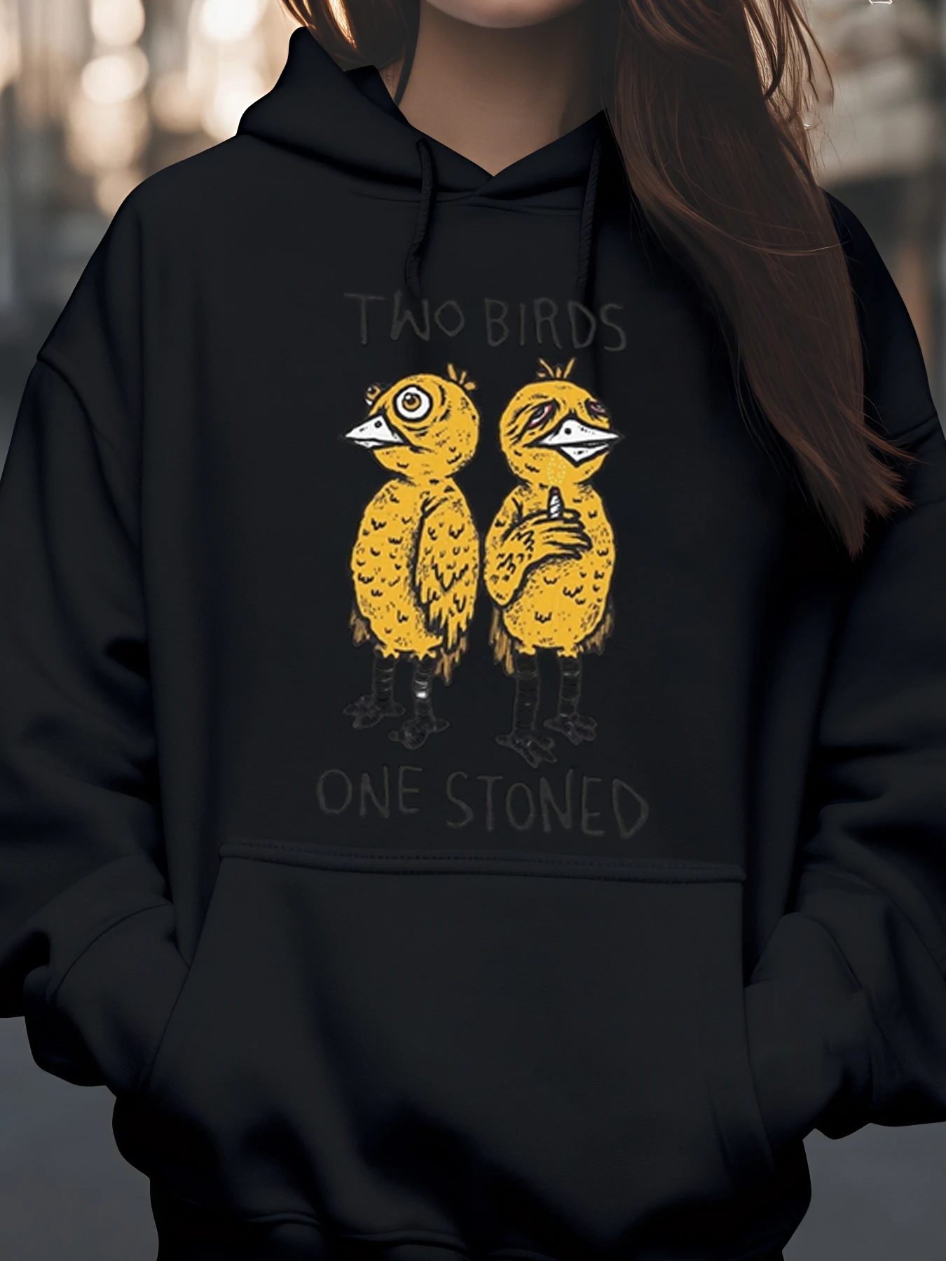 

Толстовка с капюшоном с принтом Two Birds One Stoned, повседневная одежда на Хэллоуин, унисекс для взрослых