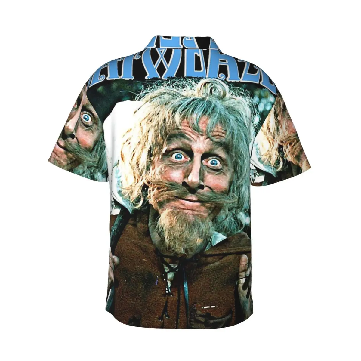 Catweazle Transparent Men's Shirts Hawaiian Short Sleeve Shirt Funny Button Tops for Summer Beach