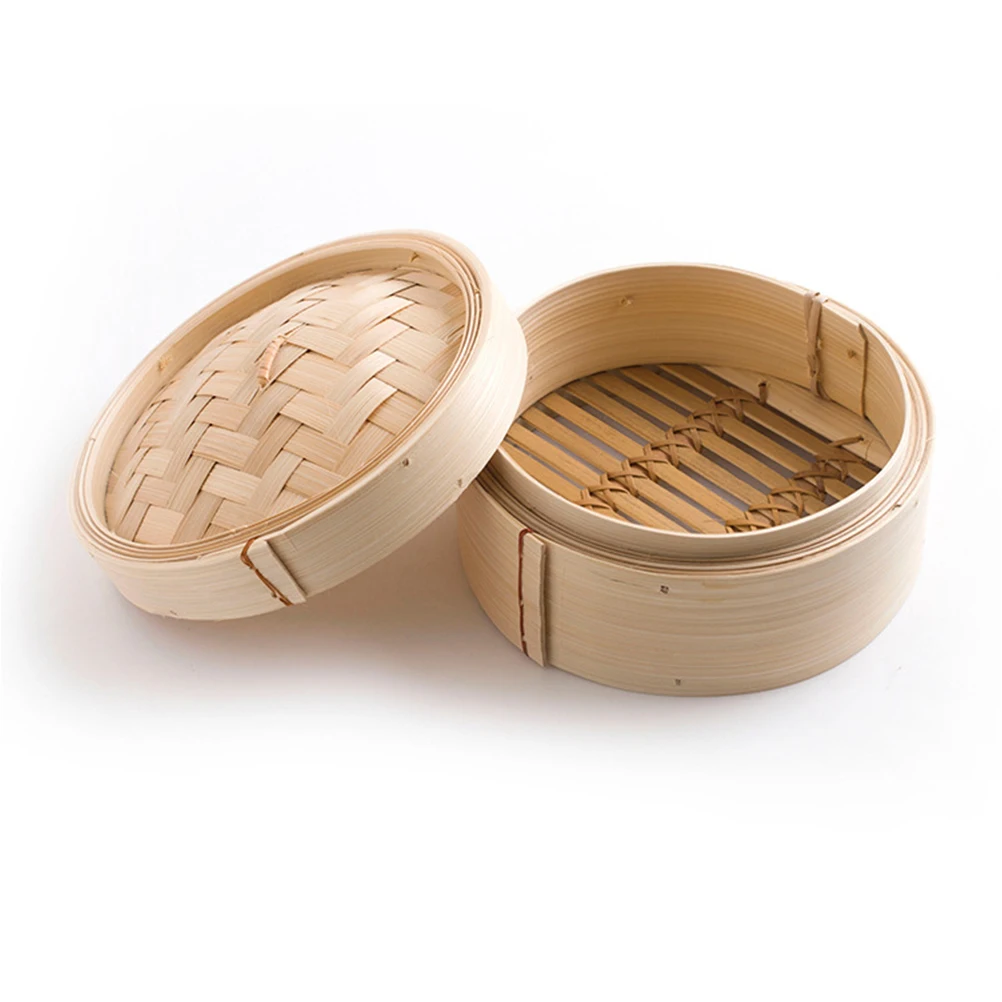

3pcs Bamboo Steamers Handmade Chinese Dim Sum Cookers 8 Inch Kitchen Steaming Tools for Rice Vegetables Dumplings Fish