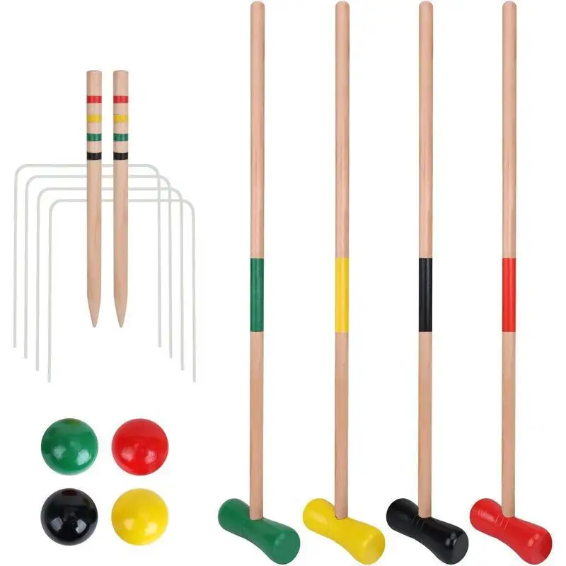 Croquet Set for 4: Wooden 30-inch Color Croquet