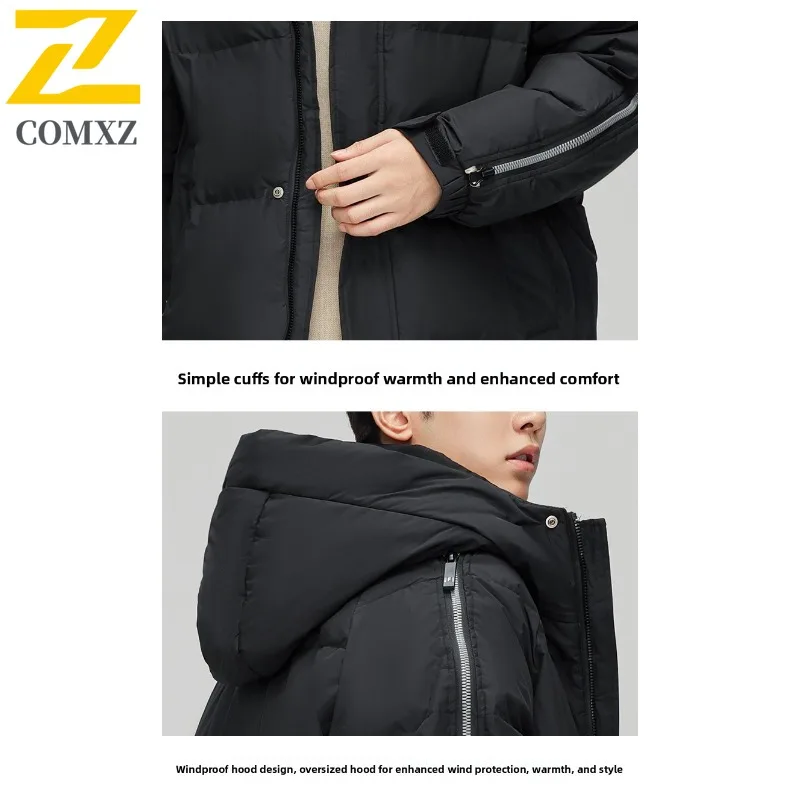 COMXZ New Winter Down Padded Jacket Men Women Korean Fashion Long Warm Thick Padding Coat Outdoor Ski Cold-proof Hooded Parka