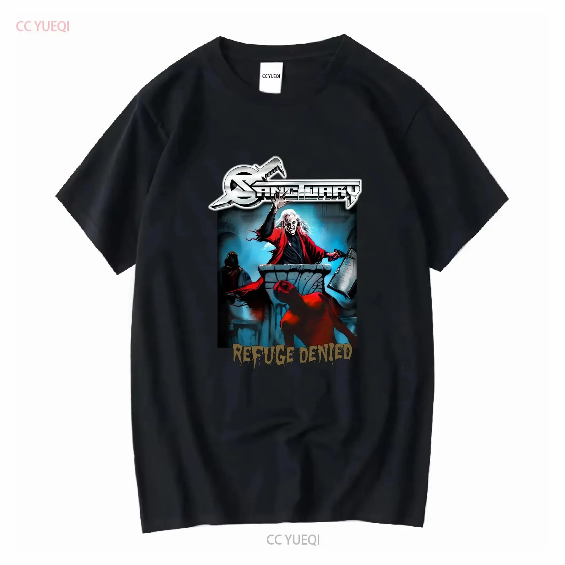 SANCTUARY BAND REFUGE DENIED NEW Rare Black Men S 234XL T shirt 1A1418 long or short sleeves vintage Washed homme Casual