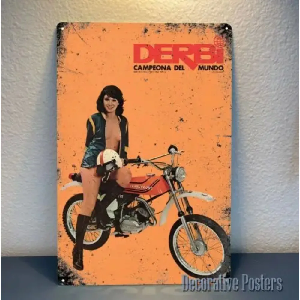 Póster de Metal Derbi de 1 pieza, letrero de estaño Vintage, arte de pared Retro para garaje/tienda de bicicletas para entusiastas