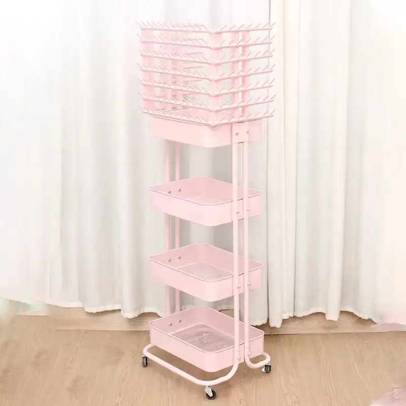 Wooden wig braiding frame Pink with pulley Wig storage rack Barber shop Curling tool Wig cover Storage rack