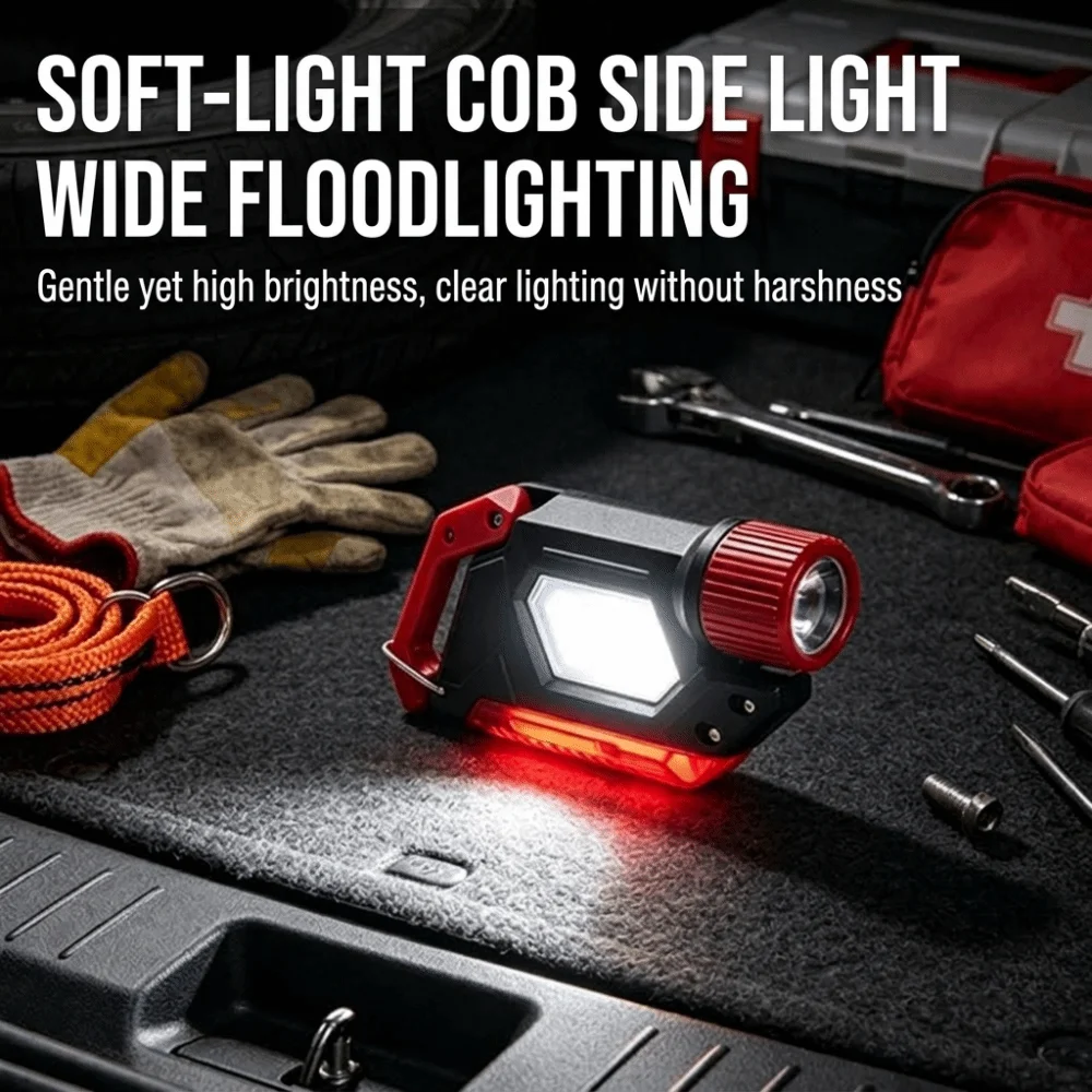 2 in 1 Design Mini Flashlight Lightweight Long Lasting Battery Portable Work Light Built In Rechargeable Battery
