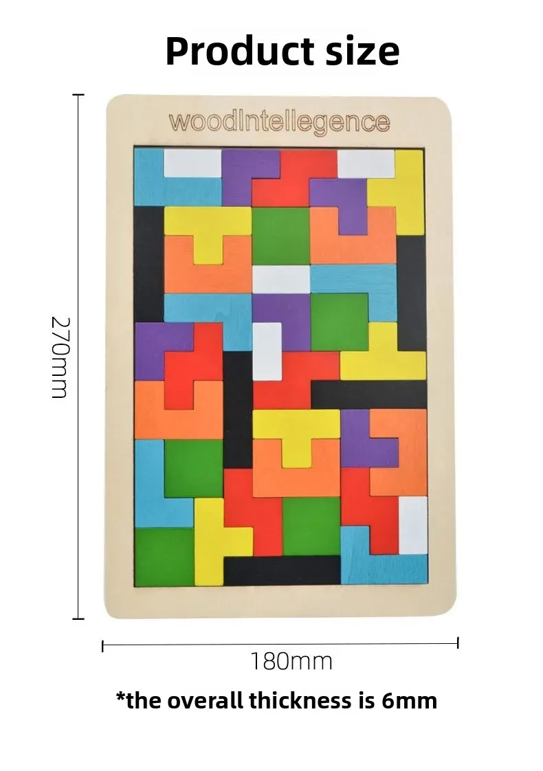 Holz Baustein Puzzle Spielzeug Tangram Puzzle Intelligente Bunte 3D Russische Baustein Kinder Montessori Bildung – Detail 8