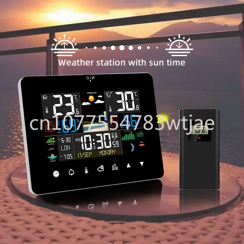 Color screen touch weather clock 3362G RF sensing temperature and humidity meter large screen weather station