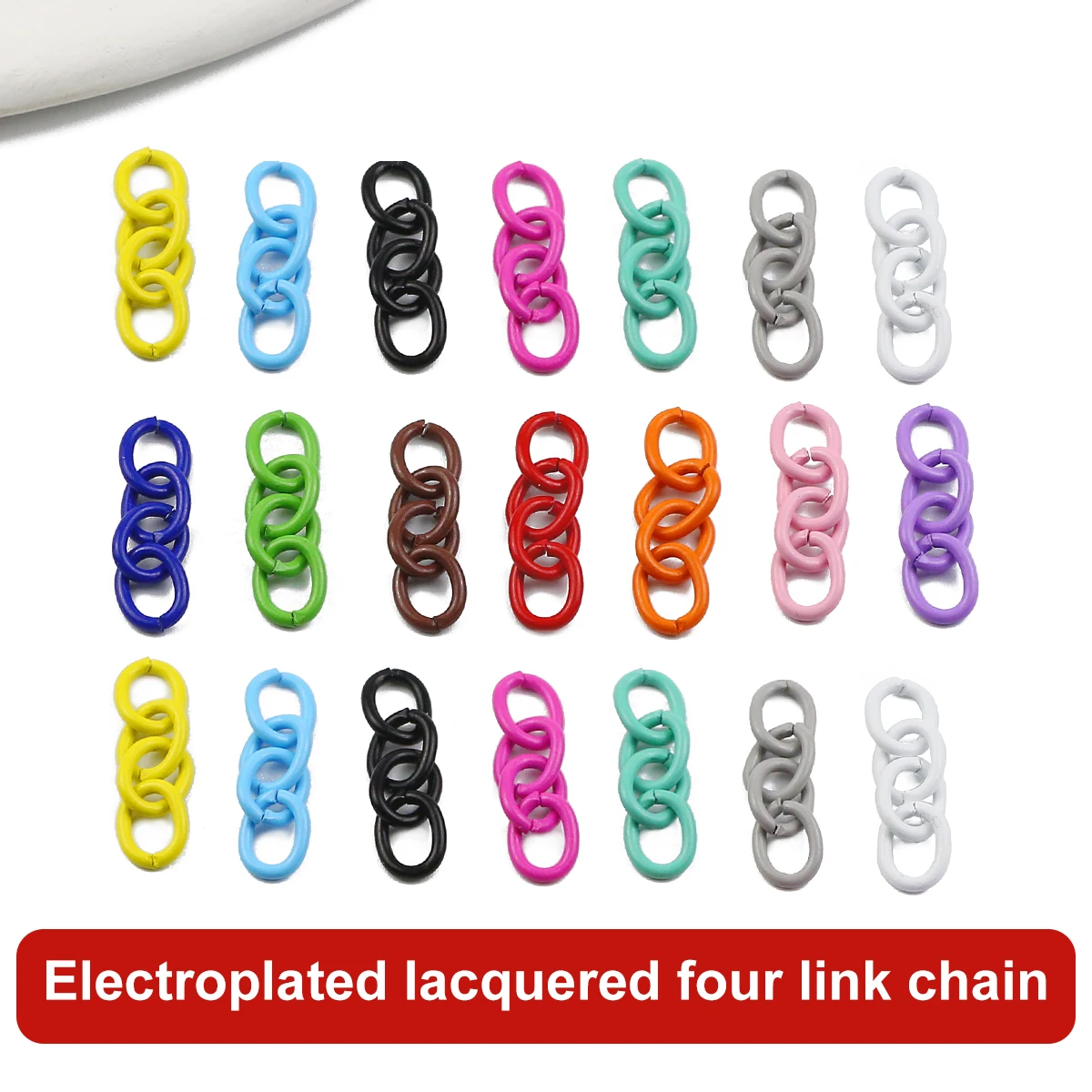 7*28mm 20/40/60Pcs Colourful Painted Four Section End Chain Keychain For DIY Bracelet Necklace Bag Jewelry Making Accessories