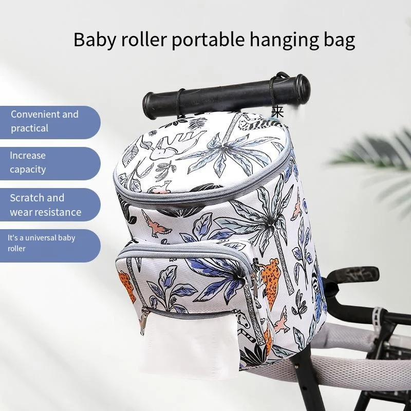 Baby Stroller Hanging Bag Baby Stroller Hanging Bags Multifunctional Hook Printed Storage Bag Stroller Magical Storage Basket