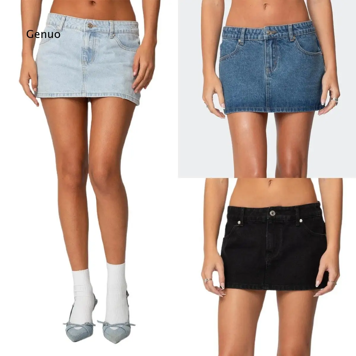 2026 Denim Mini Skirt Classic Woven Fabric Low Rise Bodycon Short Skirt for Casual Wear