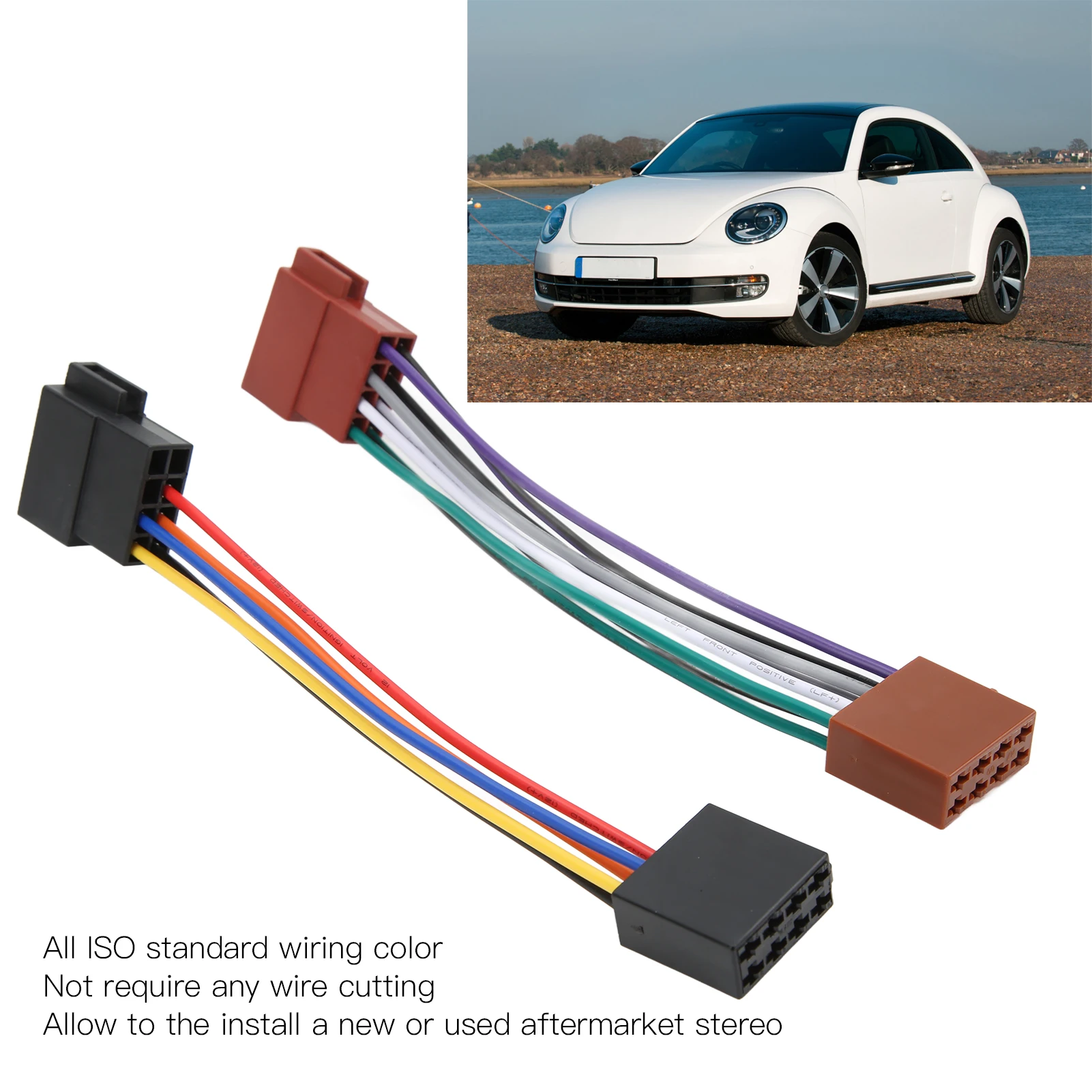 ISO Radio Wire Connector Wiring Harness Adapter Plug Male to Female 16 Pin ISO Female Radio Receiver Cable ISO Radio Harness