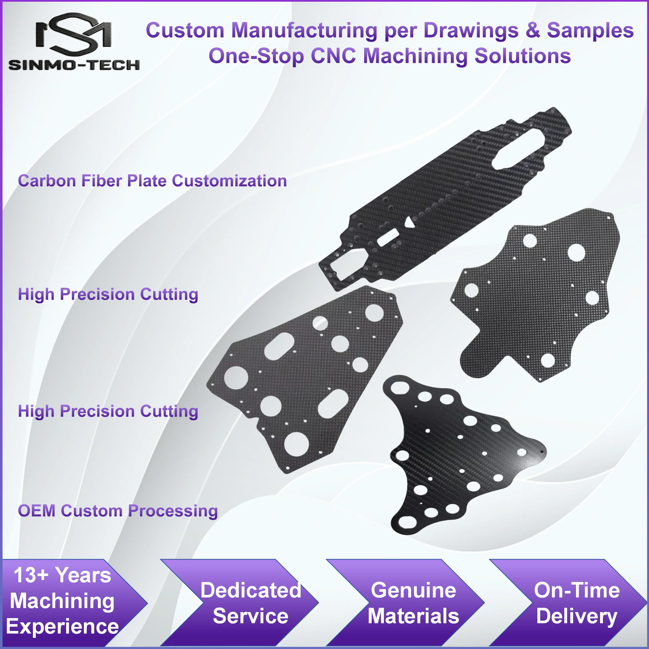 Carbon Fiber Board CNC Machining Cutting Custom Service High Precision Non Standard Carbon Fiber Plate OEM Custom Parts