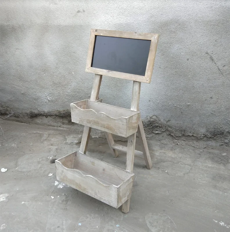 Solid wood retro and old blackboard succulent flower stand, multi-layer ornament creative store, cafe soft decoration jewelry