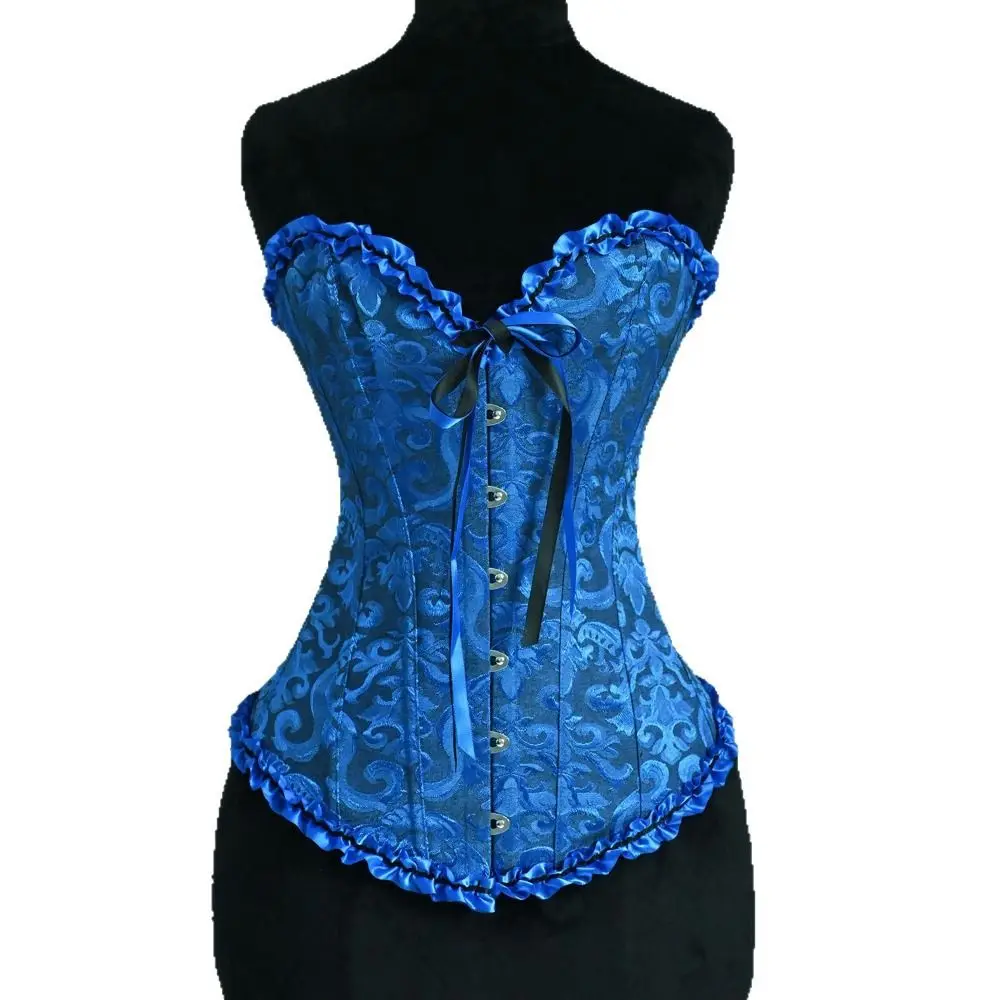 الدانتيل يصل مشد أعلى Y2K الجاكار تصميم overالصدر الجوفاء المشدات أعلى أنيقة كشكش محدد شكل الجسم مدرب خصر Cincher النساء