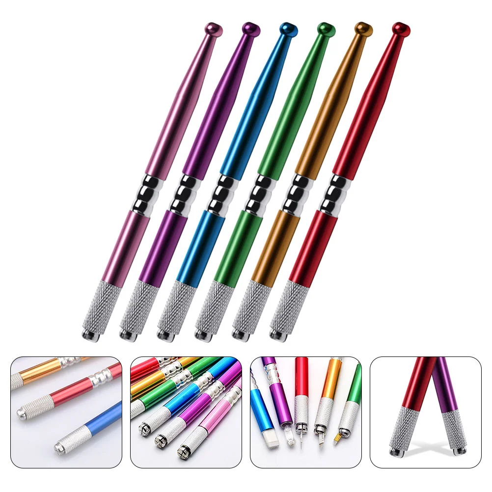 

6 Pcs Embroidered Ball Tattoo Embroidery Pen Eyebrow Pencil Manual Pens 13x09cm Plastic Stainless Steel Microblading