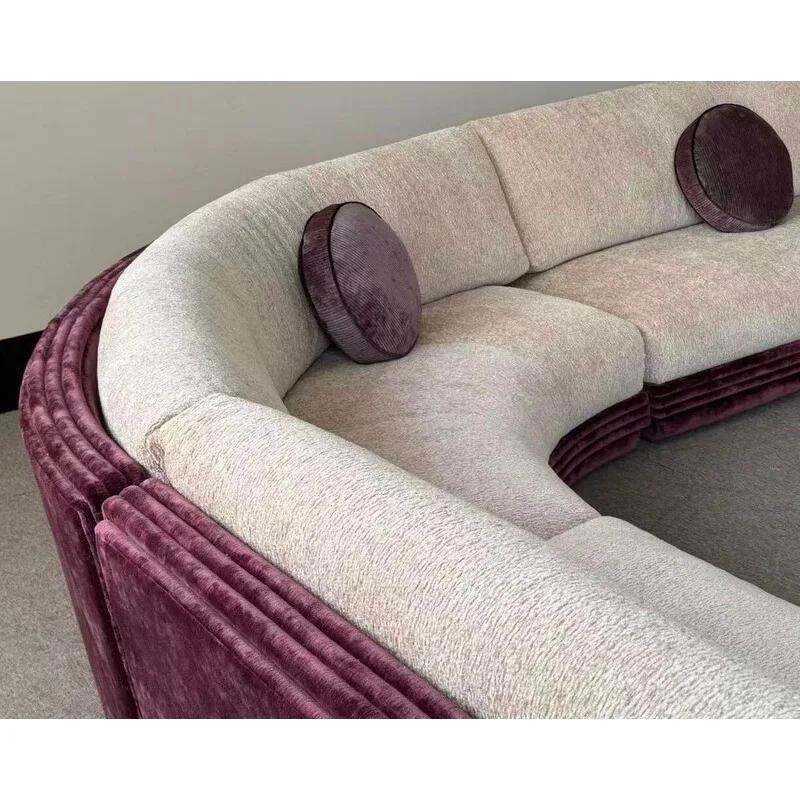 Art sofa niche design light wabi sandy wind multi-person combination curved sofa