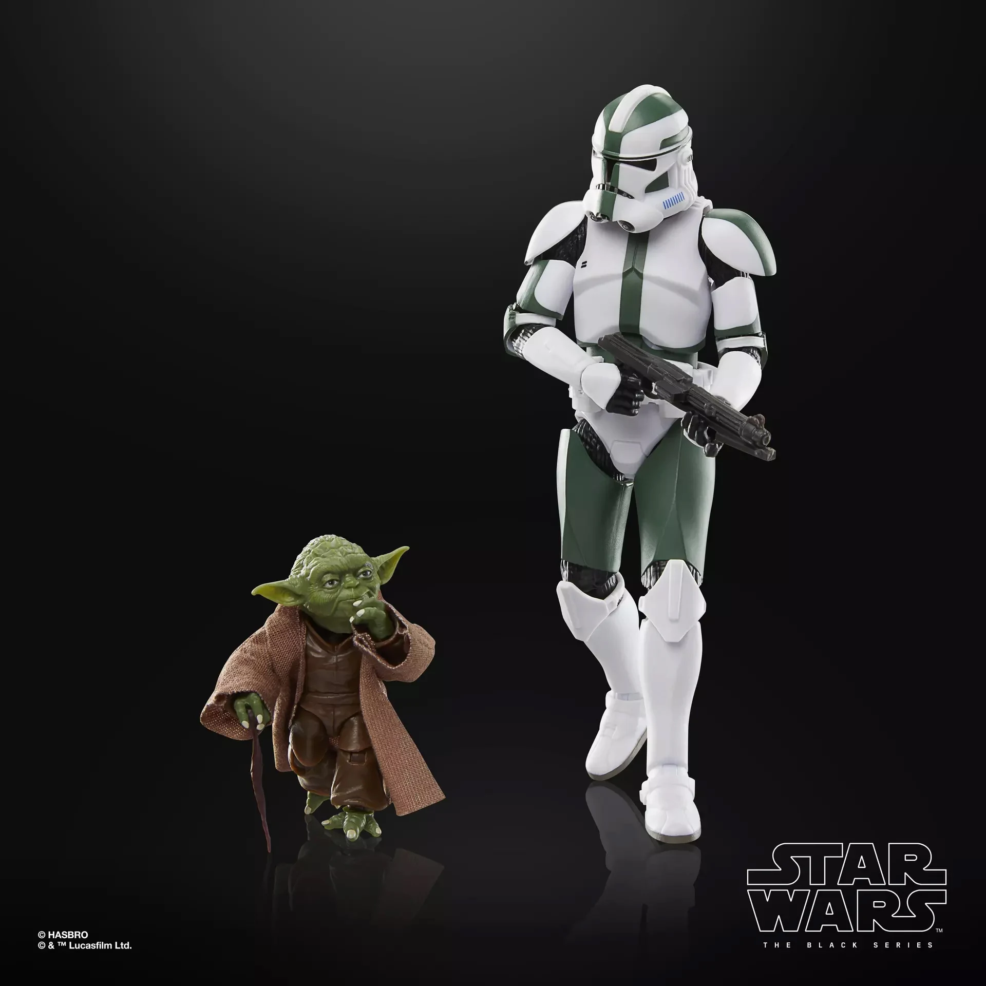 Star Wars The Black Series Yoda & Clone Commander Gree 6-Inch Action Figure Collectible Model Toy Gift