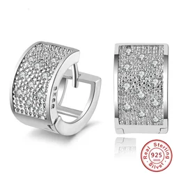 Fashion 925 Sterling Silver Women Stud Earrings Luxury 3 Row Rhinestone Silver Jewelry For Women Men Girl Gift Wholesale