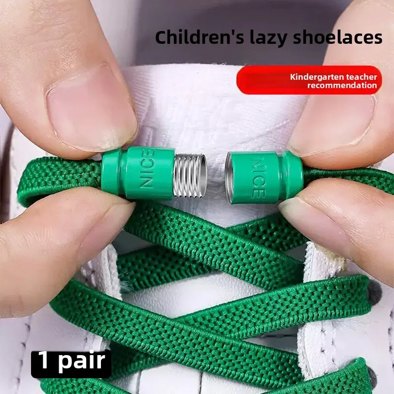 No Tie Elastic Capsule Lock Colorful Flat Shoelaces for Sneakers Kids Adult