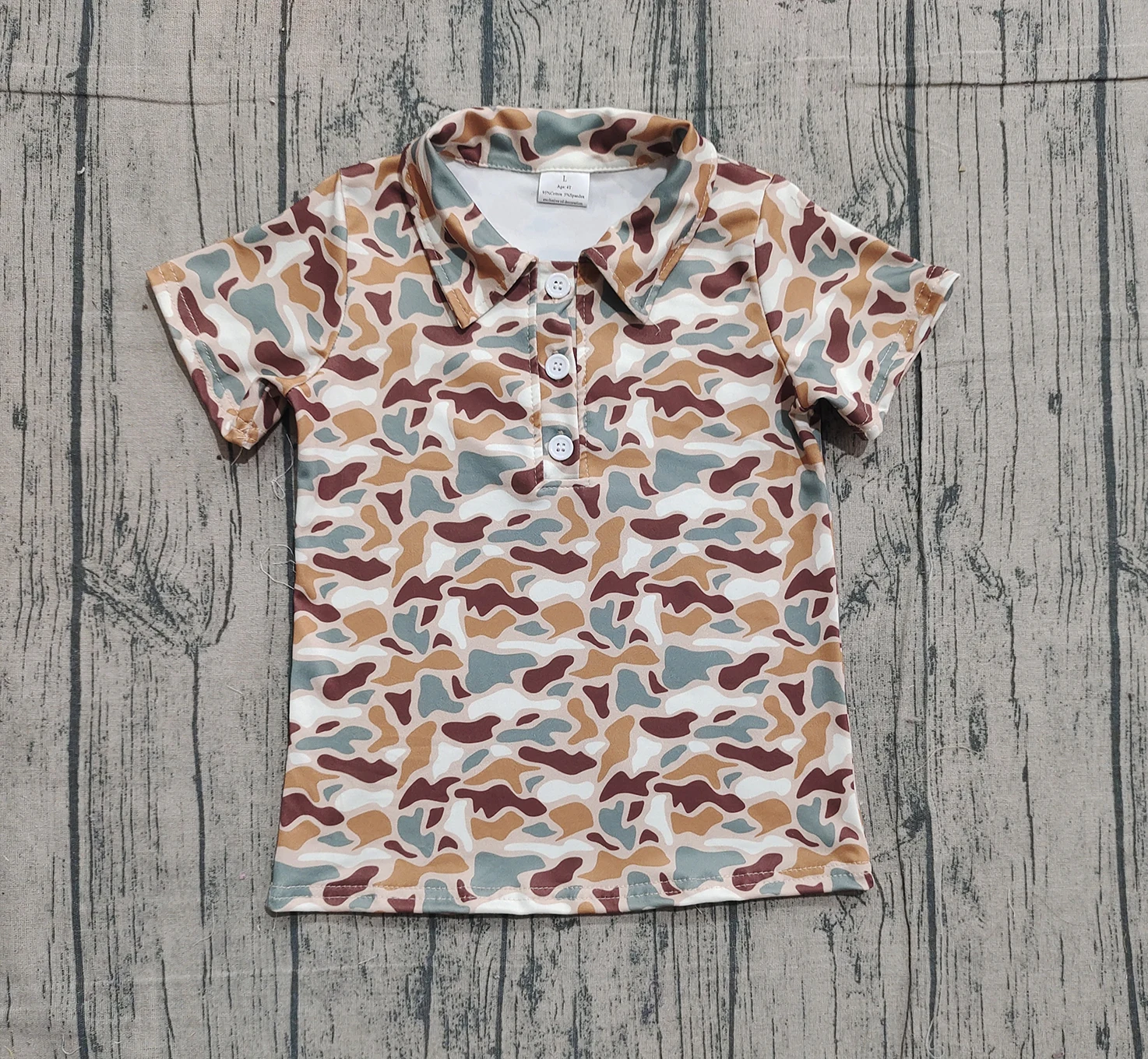 

Z1119-04 BT1355 Kids Spring Clothing Short Sleeve Camouflage Print Shirt Baby Boys Top