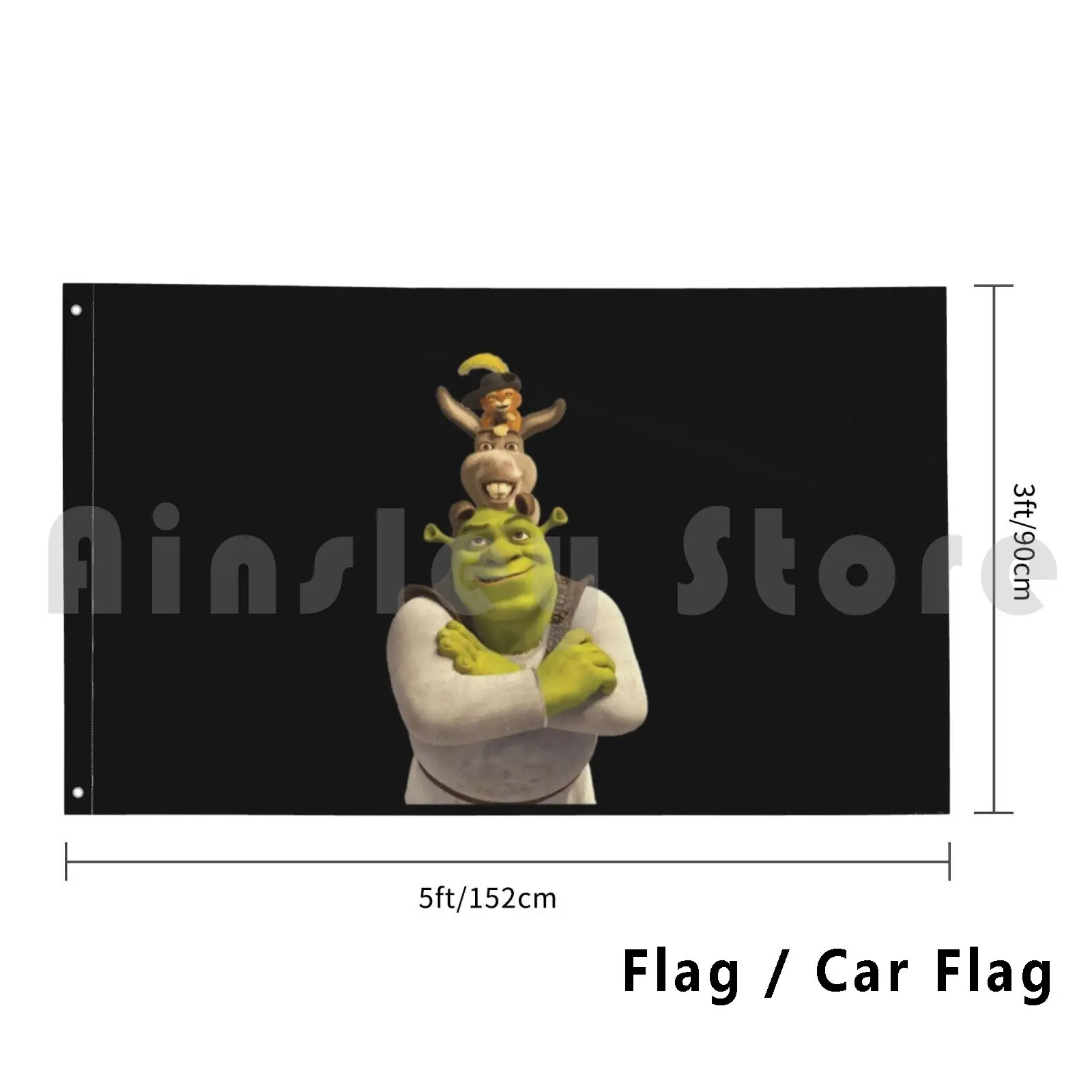 Sherk With Friends Flag Car Flag Printing Custom Sherk Fiona Cat Cartoon Meme Donkey Memes Movie Funny Christmas Tumblr