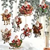 8pcs Different Riding Tools 2D Flat Santa Claus Wooden Ornament Set - Perfect for Christmas Trees and Holiday Home Decorations 5