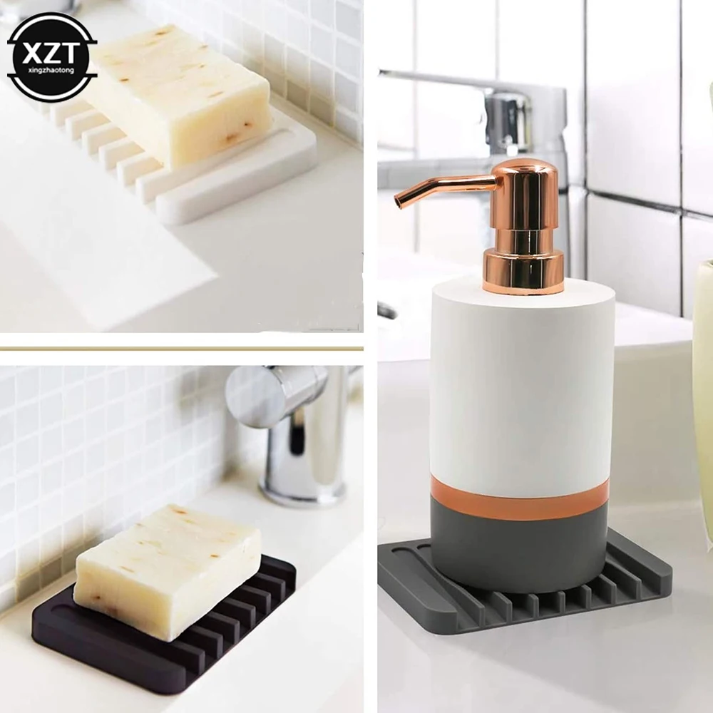 1Pc Bathroom Silicone Flexible Soap Dishes Storage Holder Soapbox Plate Tray Drain Bath Anti-skidding Tools New