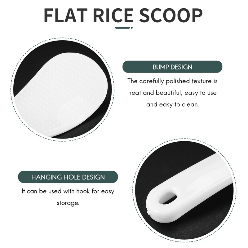 

AB06 Kitchen Dotted White Plastic Flat Rice Scoop Paddle Meal Spoon