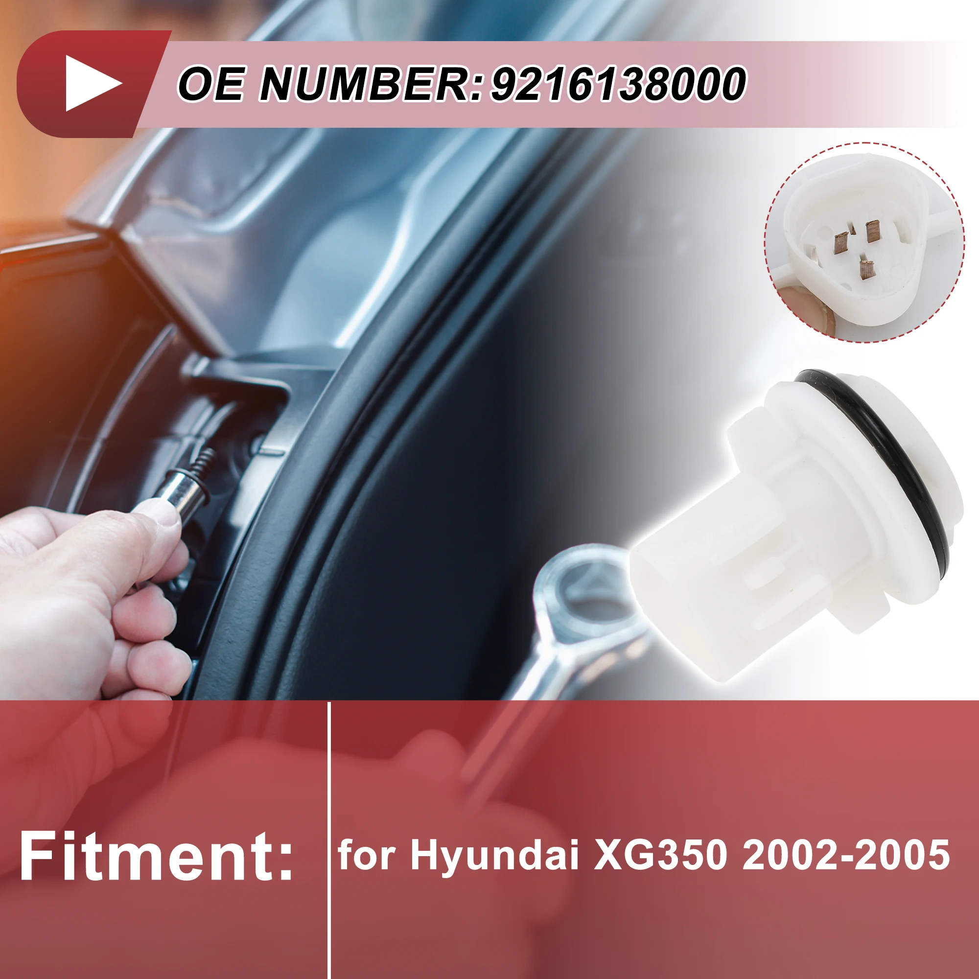 X Autohaux 1 Pc Headlight Light Socket for Hyundai XG350 2002-2005 No.9216138000 Lamp Bulb Connector 3 Pin