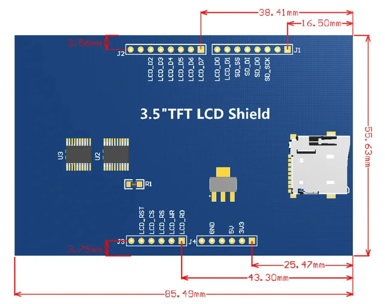 شاشة عرض 3.5 بوصة تعمل باللمس 480x320 TFT 3.5 "وحدة LCD لراسبيري بي لـ Arduino Mega2560 ESP32 MAR3501 #6