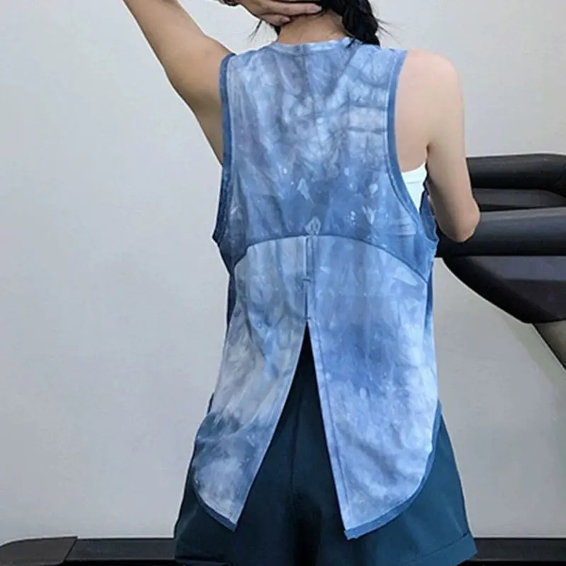 Quick drying loose running fitness top sleeveless outer mesh vest T-shirt