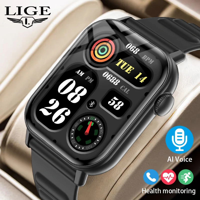 

LIGE Smart Watch Men Women with BT Call AI Voice 1.83" Fitness Tracker with Heart Rate Sleep Monitor 3ATM Waterproof Smartwatch