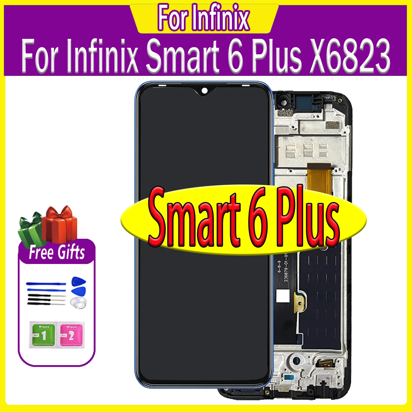 

ЖК-дисплей 6,82 дюйма для Infinix Smart 6 Plus 6Plus, ЖК-дисплей X6823 X6823C, дисплей с сенсорной панелью, сменный ЖК-экран с дигитайзером в сборе