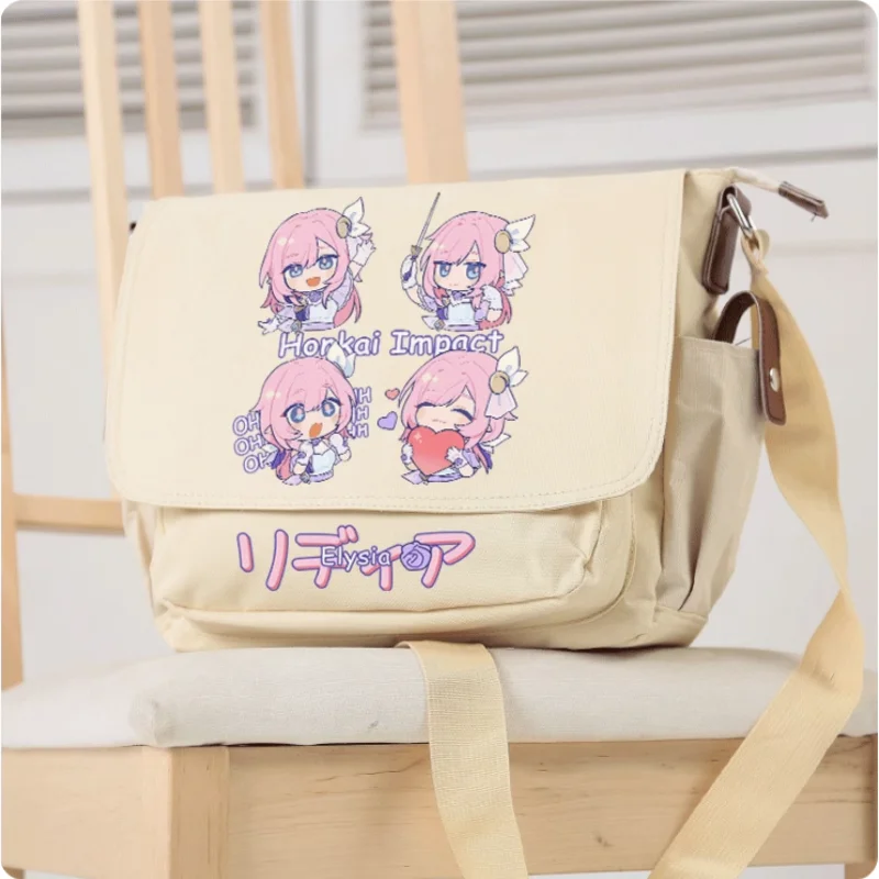 Imagem -02 - Bolsa Mensageiro Anime para Adolescentes Honkai Impact Elysia Cartoon Bolsa Bolsa Crossbody Estudantil Unisex Fashion B181